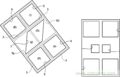 左：新型傳感器的相位差檢測單元結構，右：富士現有混合式傳感器的相位差檢測單元結構