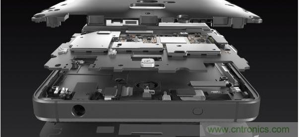 手機的內(nèi)部結(jié)構(gòu)，其中決定手機堅固程度的部分就是邊框與骨架