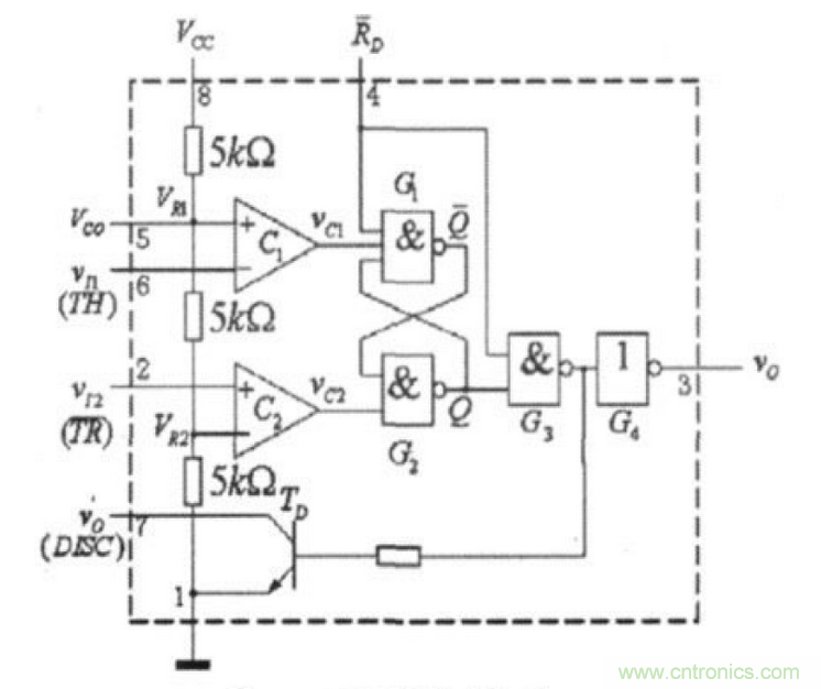 圖2 555定時器內部電路