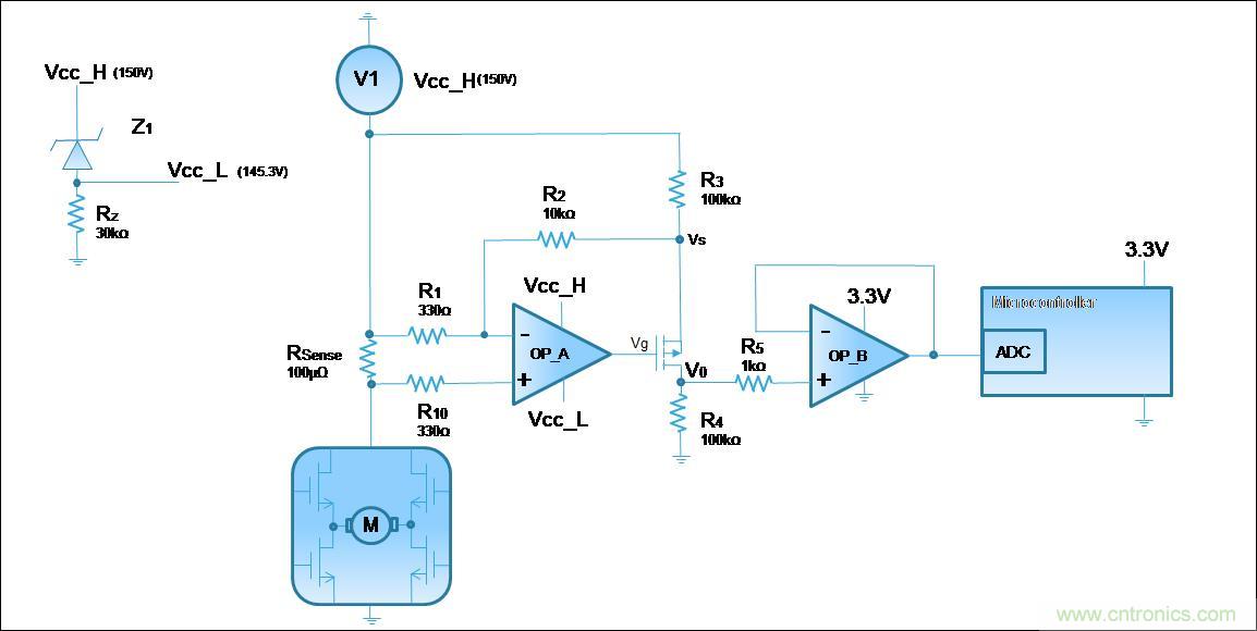 低壓運(yùn)放如何檢測(cè)高壓上橋臂電流？